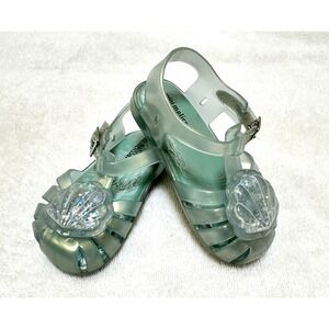 Mini Melissa Aranha Blue Pearlescent Seashell Fisherman Sandal Toddler SZ 7